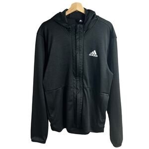 Adidas LARGE Womens Black Jacket ClimaWARM Full Zip Long Sleeve Hoodie